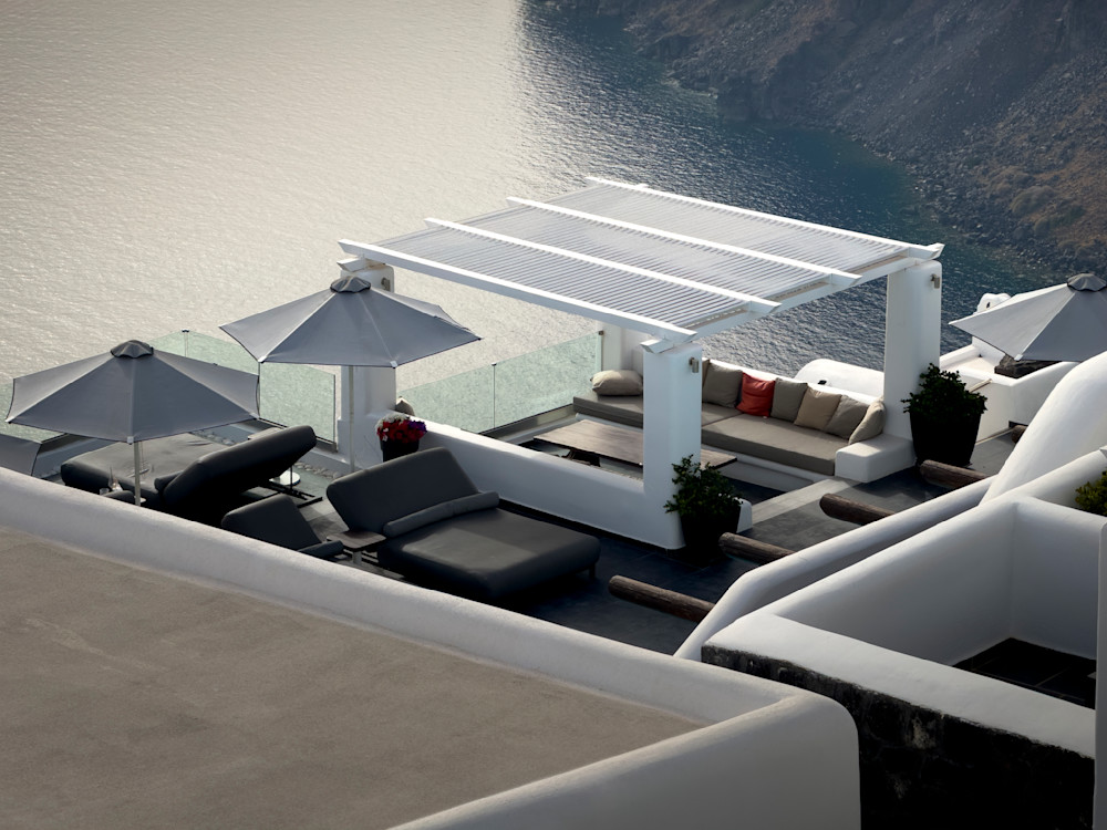 Santorini Overlook - Minimalist Outdoor Artwork