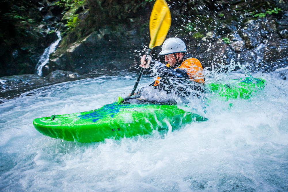 art photography for sale buy artwork online prints for sale man kayaking waterfalls Snoqualmie River south fork Washington Fall in the wall