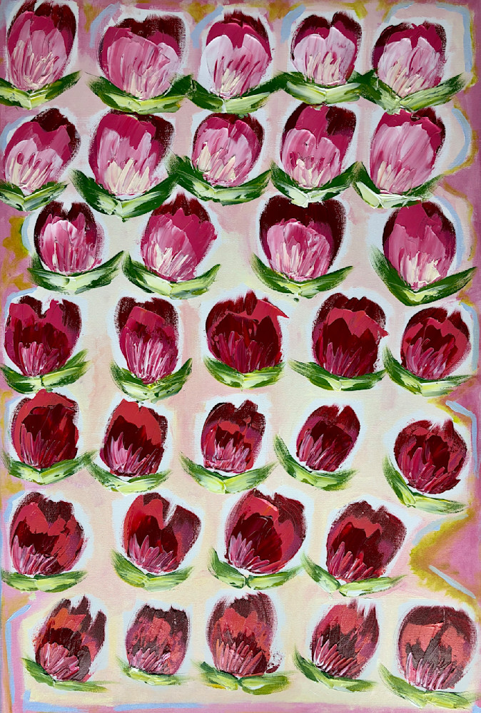 Abstract Tulips Art Prints | Colorful, Textured & Dynamic Paintings by Heather Fleming
