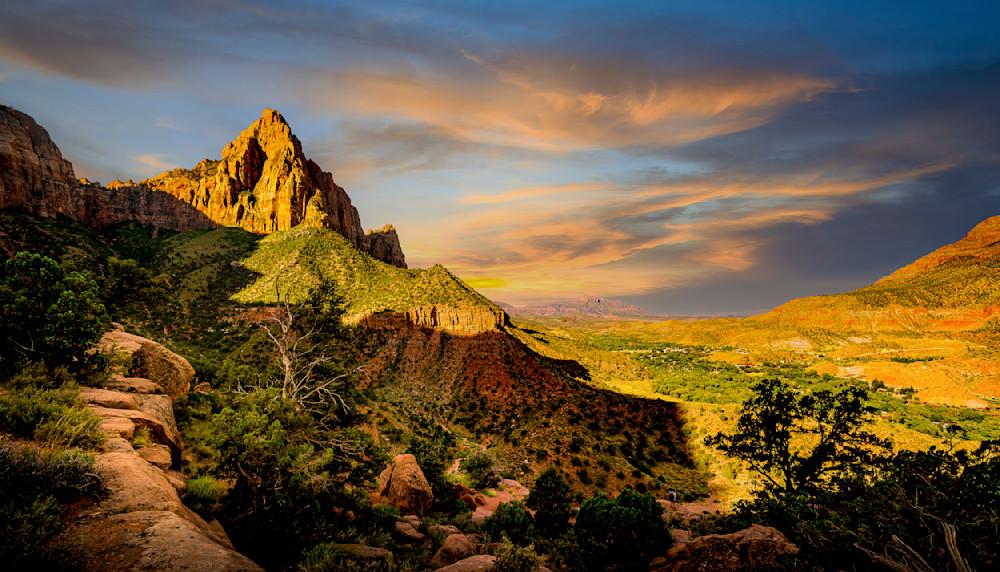 Sunrise over The Watchman in Zion national Park, Utah