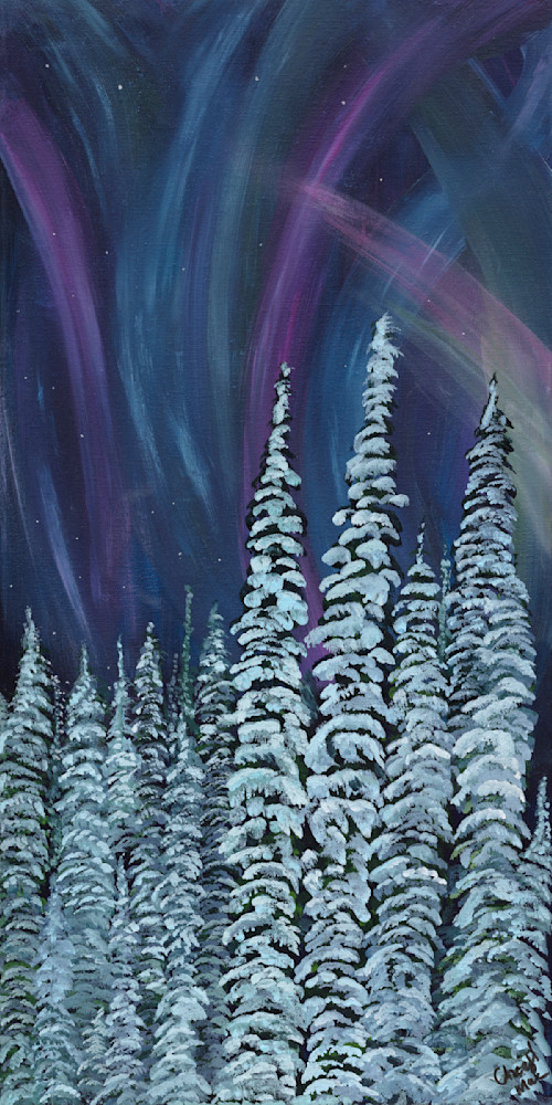 Winter Forest Silverstar Art - Captivating Northern Lights