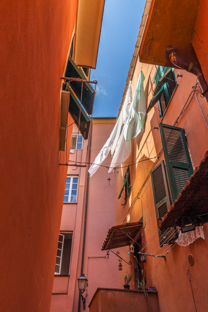 Street scene in Monterosso al Mare, Italy.
