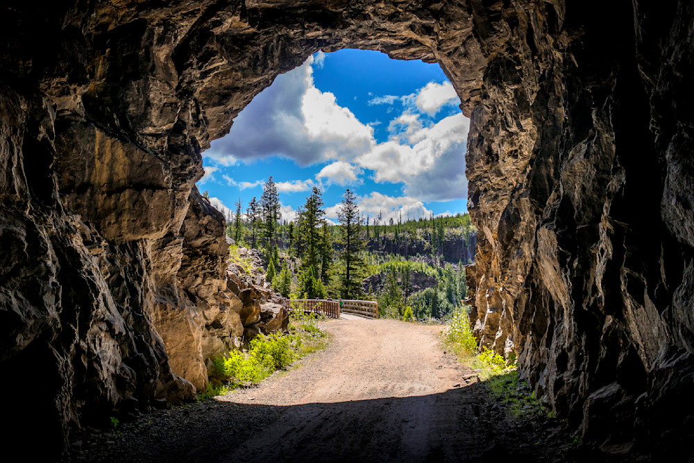 Myra Canyon Tunnel in British Columbia, Canada