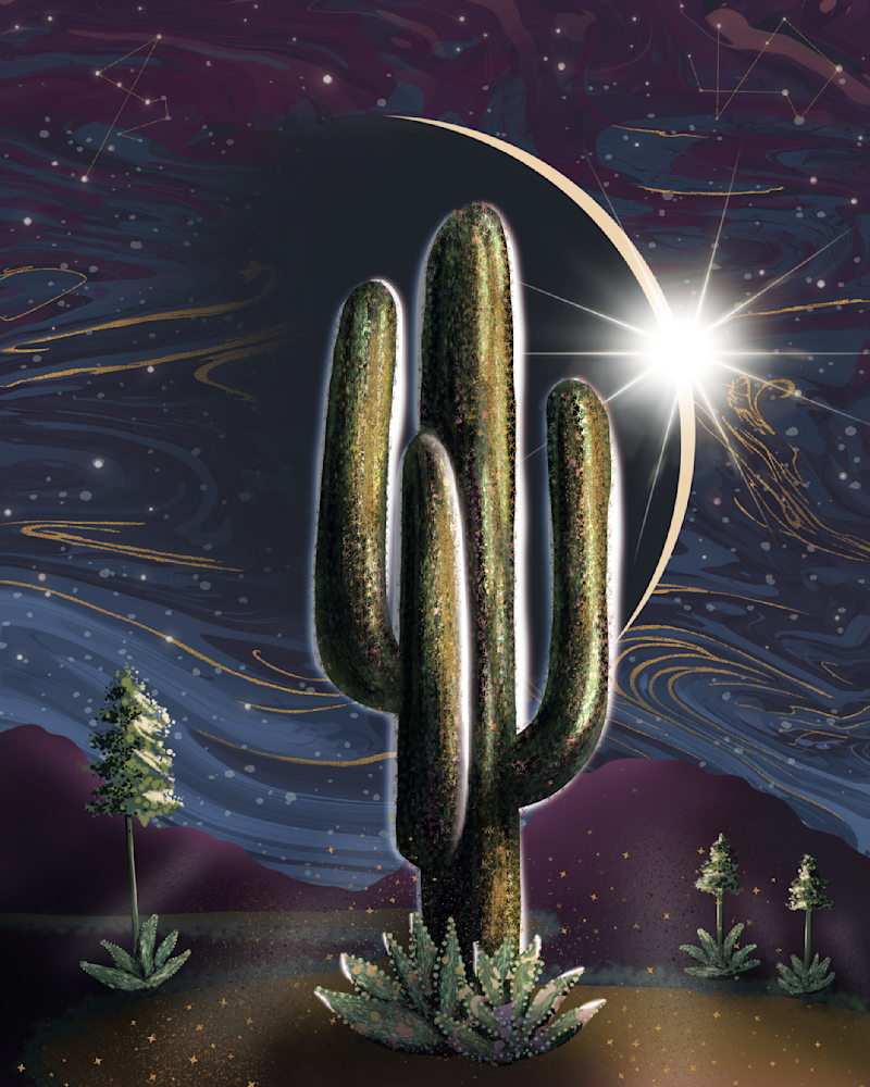 Eclipsed in Desert Stillness Fine Art Print, Contemporary Desert Wall Art