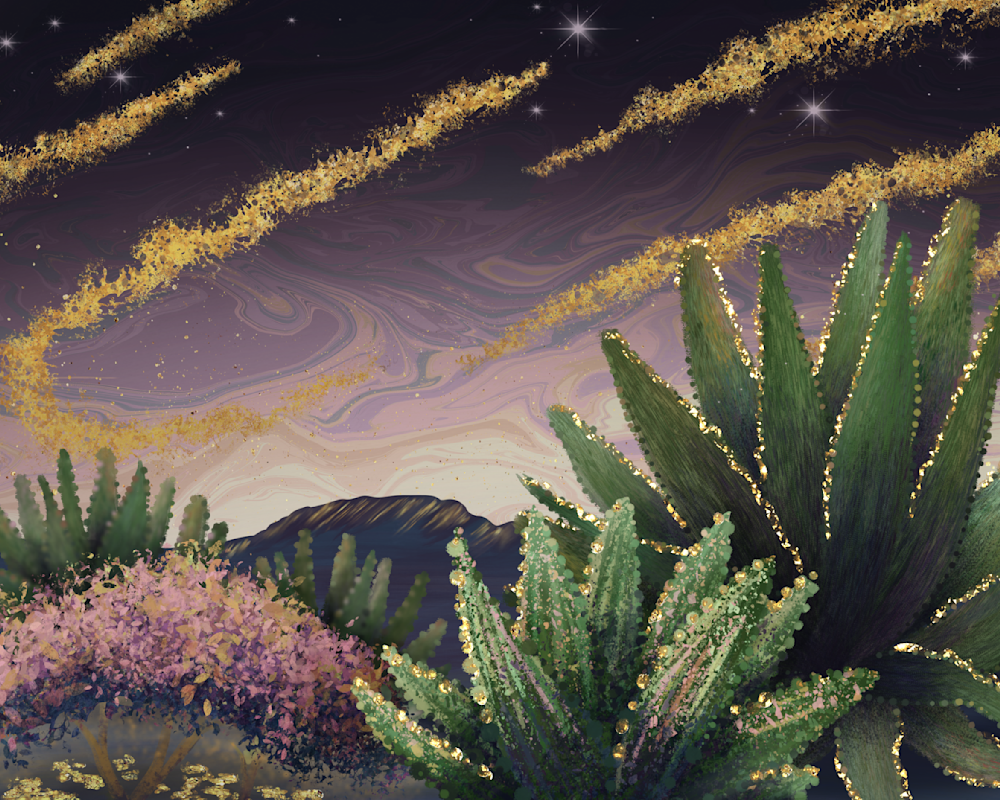 Stardust in the Agave Fine Art Print, Contemporary Desert Wall Art