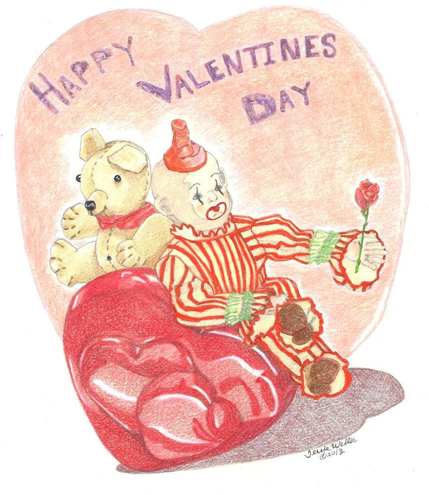 Happy Valentine's Day Clown Art | Fine Art by Terrie D