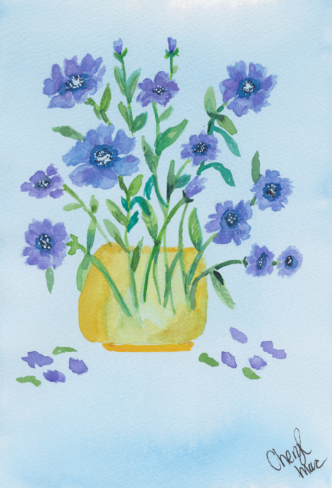 A Dance of Blue Poppies in a Sunlit Vase 
