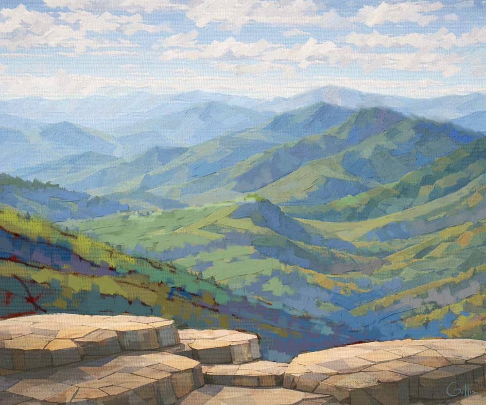 Blue Ridge Cut - Vibrant Landscape Painting