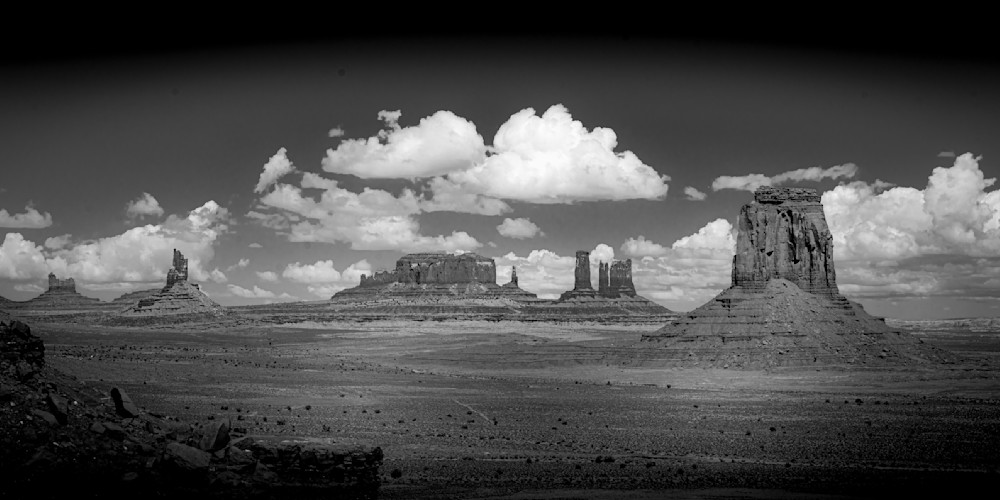 Monument Valley viewed from North Window Overlook in Black and White