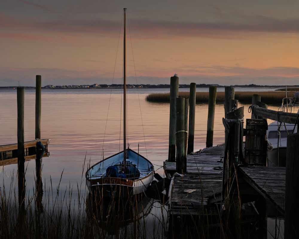 Coastal Wall Art – Southport Sailboat at Sunset | 910Photography