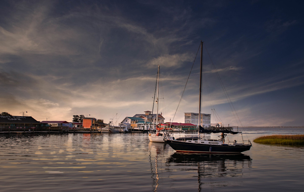 Anchored Serenity: Spring Morning Sailboats in Southport Harbor – 910Photography