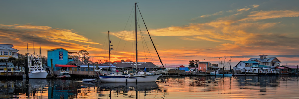 Morning Golden Hour in Southport NC – Safe Haven Harbor Photography Print