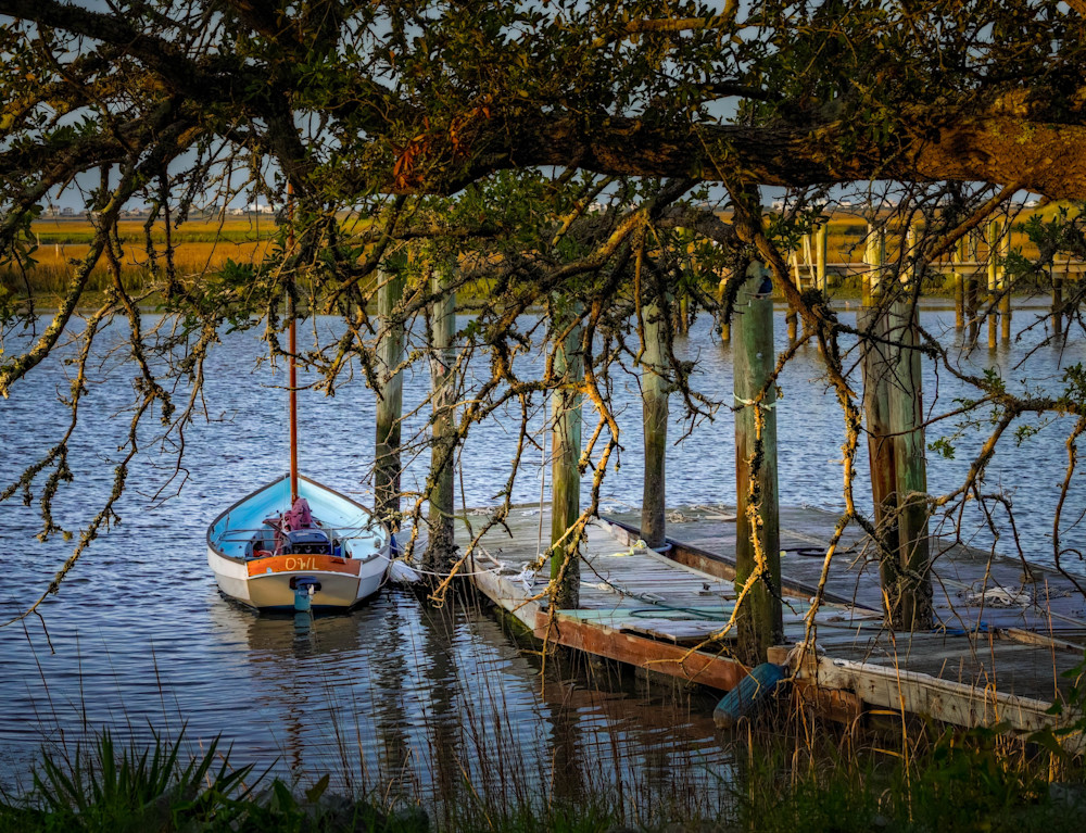 Golden Hour Serenity in Southport NC – Safe Haven Movie Harbor Print