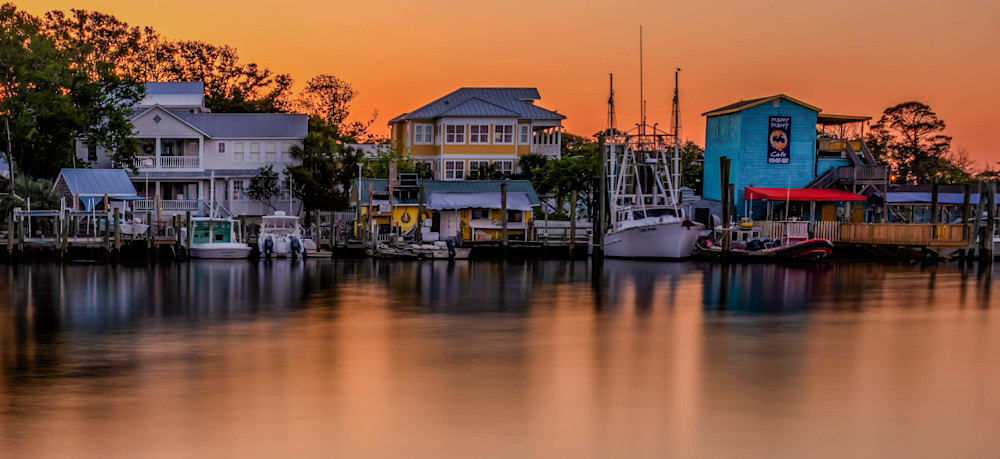 Southport NC Waterfront Golden Hour | Morning Harbor Fine Art Photography Print