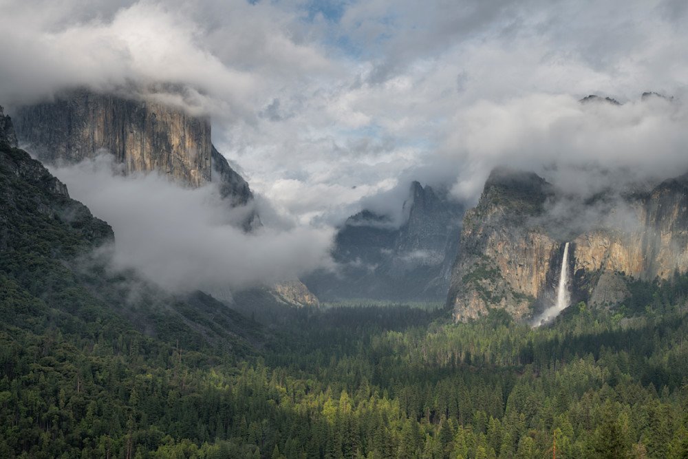 Sunlit Peaks and Clearing Mist - Yosemite National Park