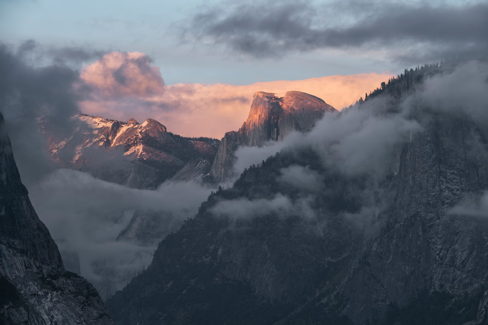 Sunset Alpenglow on Half Dome - Yosemite Valley