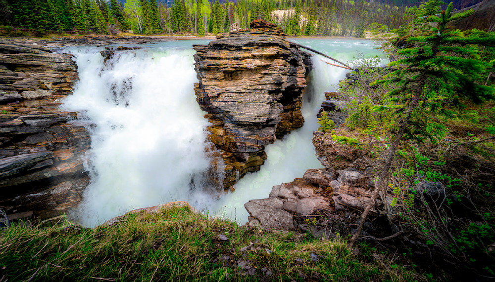 Nature's Power: Athabasca Falls Waterfall Art Print
