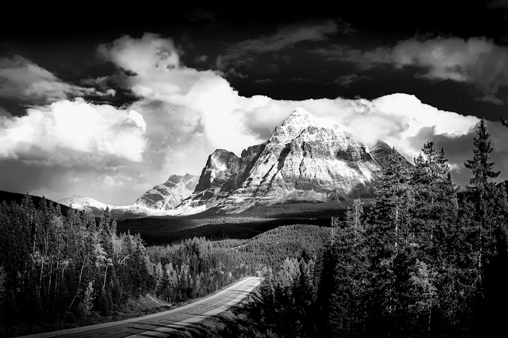 Mount Fitzwilliam in the Canadian Rockies in BW