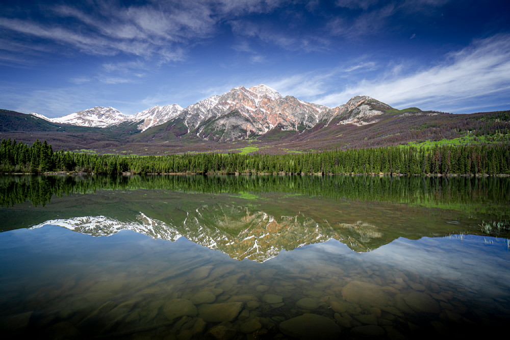 Pyramid Mountain reflection in Pyramid Lake in Jasper National Park