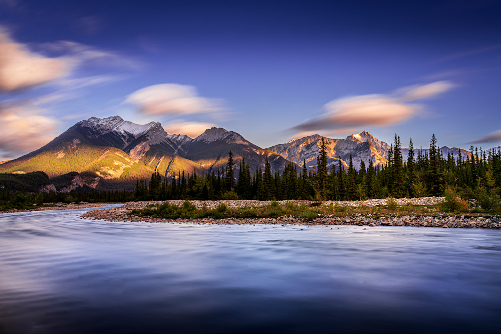 Athabasca River and Rocky Mountains in Jasper National Park