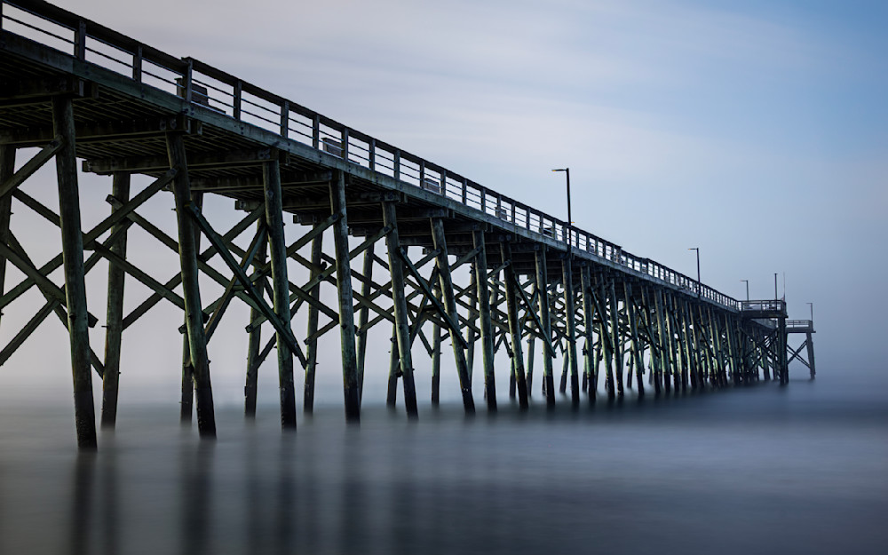 Foggy Morning at Oak Island Pier | Long Exposure Coastal Photography – Oak Island NC