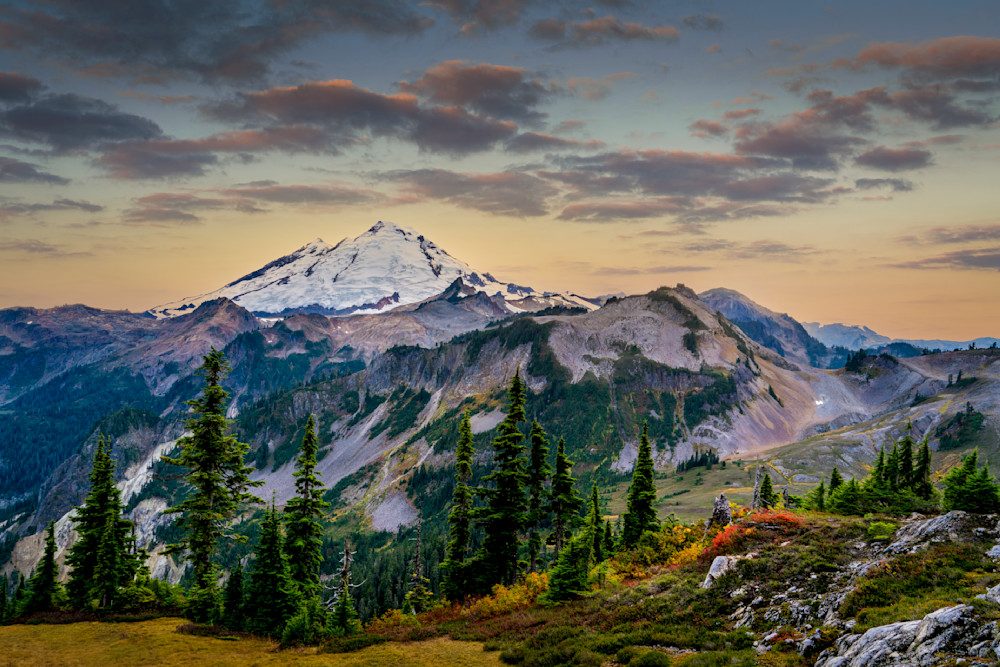 Sunset over Mount Baker in Washington State