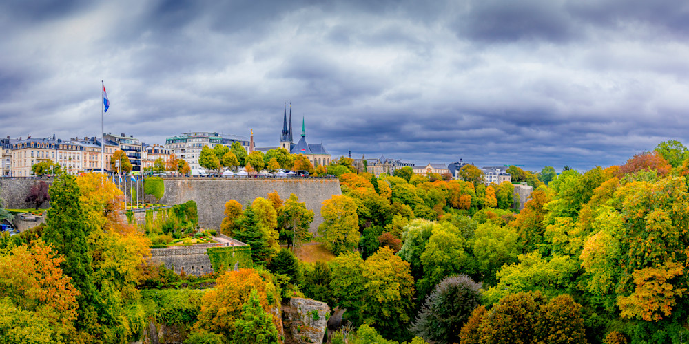 Panorama of Pétrusse Valley, Park and the City of Luxembourg
