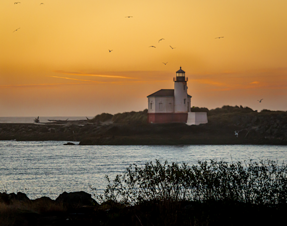 Coquille River Lighthouse at Sunset