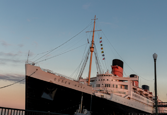 RMS Queen Mary at Sunset