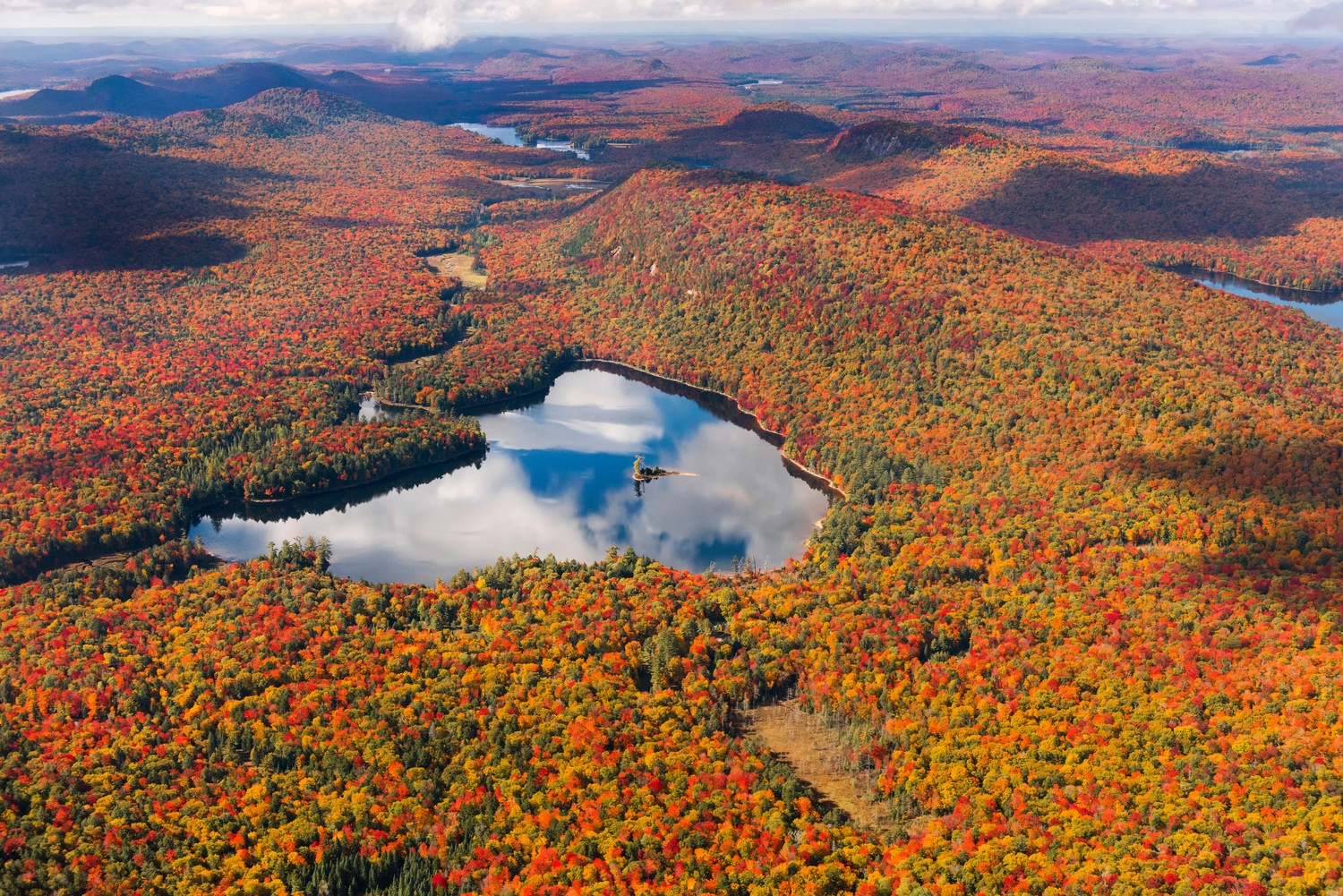 Moss Lake Fall Aerial Adirondack Photograph