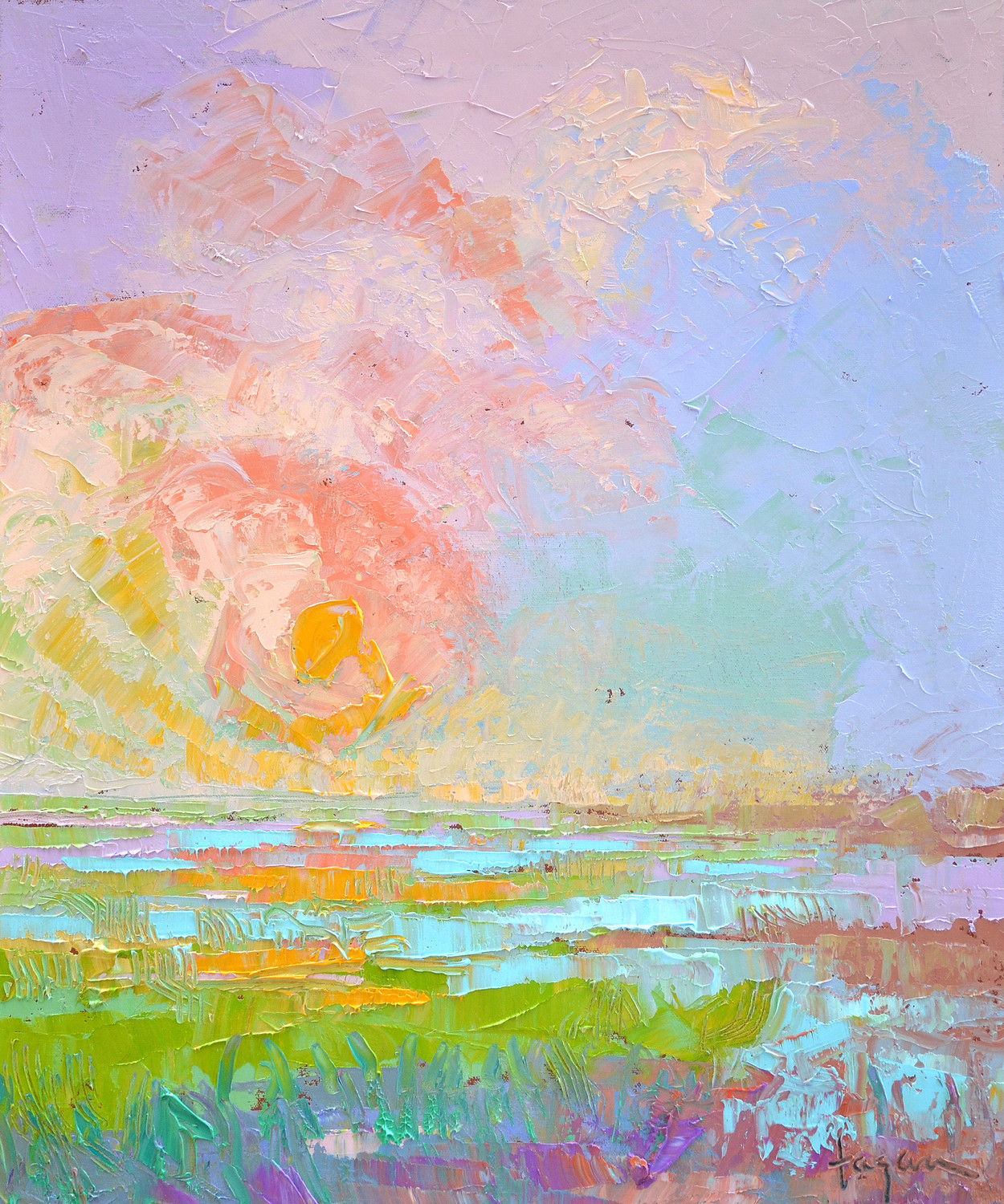Pastel Color Sunset Painting Fine Art Print By Dorothy Fagan