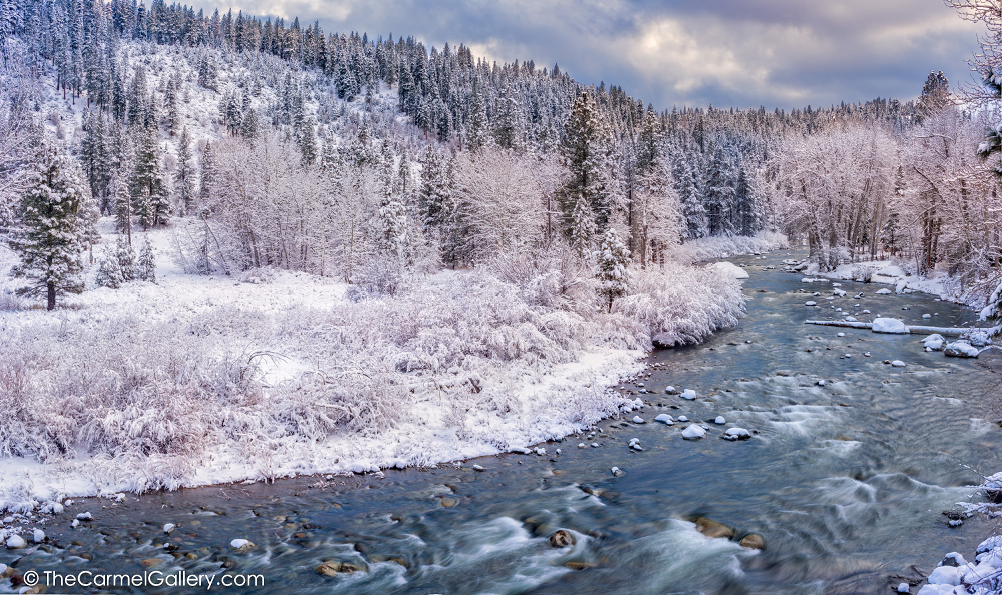 Winter Panorama Truckee River Art The Carmel Gallery