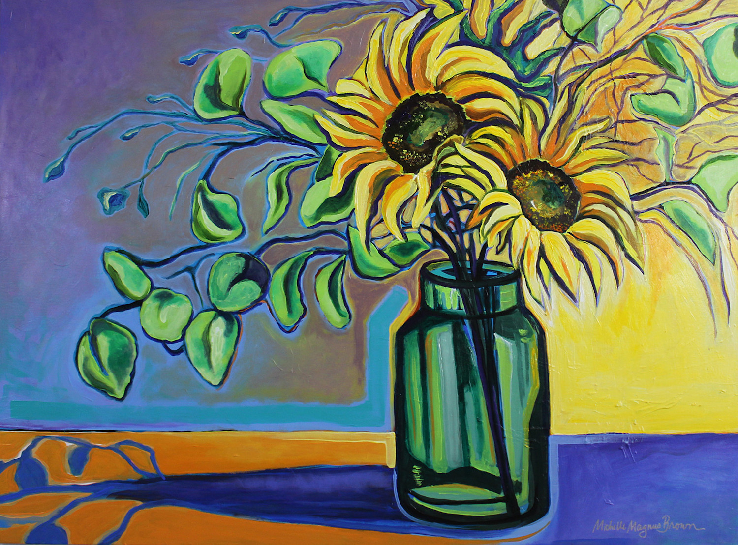 Sunflowers in Green Vase M Magnus Brown 2022 sized