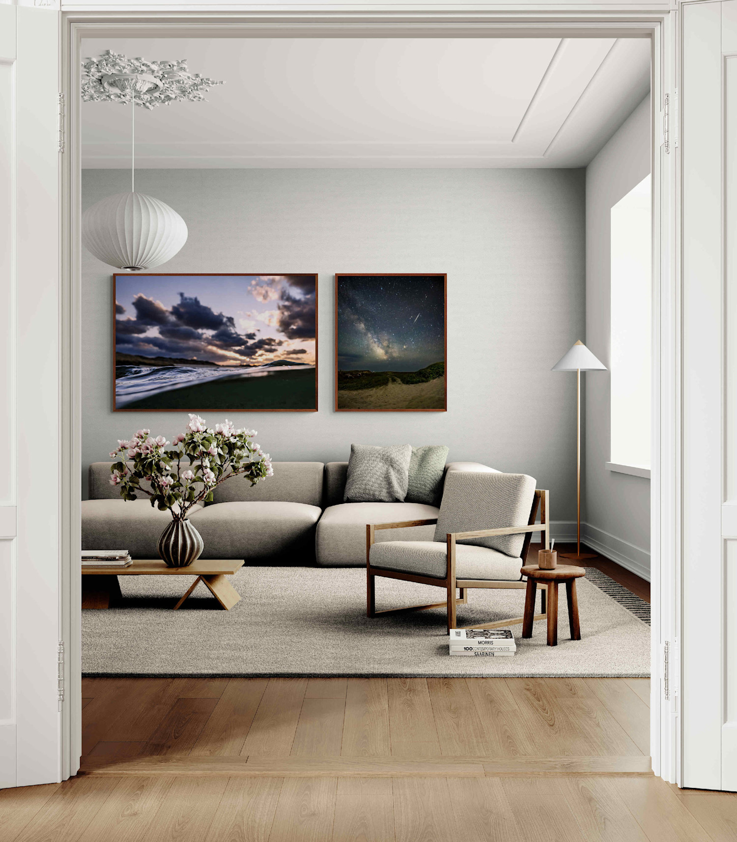 classic living room with a large sofa