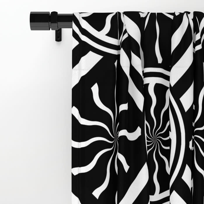 Wavy Black White Diamond Pinwheels Stripes 2 Window Curtains Wavy Black And White Diamond Pinwheels Stripes