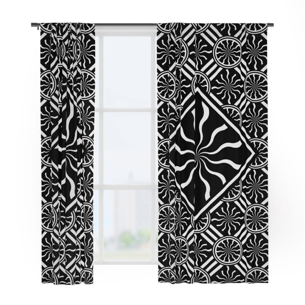 Wavy Black White Diamond Pinwheels Stripes 2 Window Curtains Wavy Black And White Diamond Pinwheels Stripes
