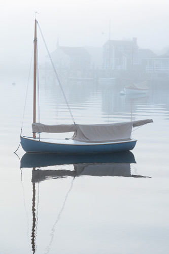 Foggy dawn nantucket harbor vertical sailboat xtfiuk