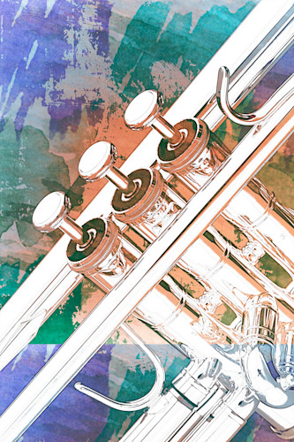 Gold Trumpet With Gold Cross Painting 2503 26