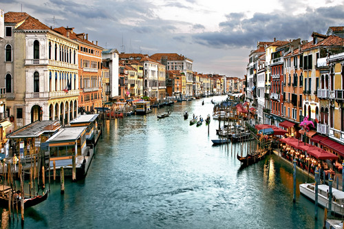 Venetian canal and sunset grand canal venice italy km6tiv
