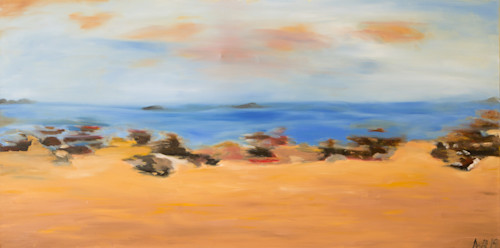 Driving By Ocean Beach Print From An Original Oil Painting By Ane