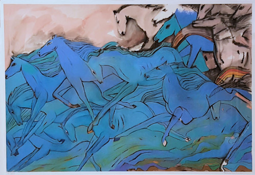 Blue Horses I, 28x20