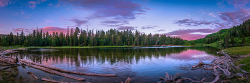 Blue lake sunset pano 16x48 njicmu