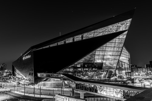 Us bank stadium at night black and white yjzfcm