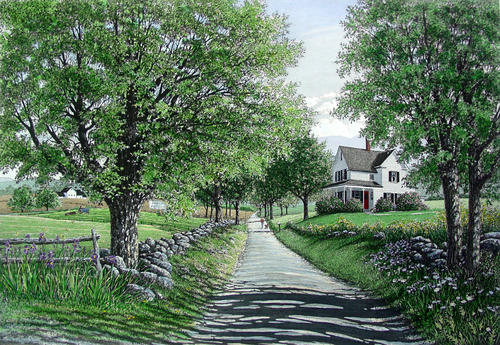 キャロルコレット Carol Collette 絵画 Summer Day Ⅱ 銅版画でキャロル・コレットが制作した風景画の絵「サマーデイ