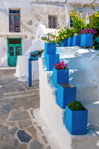 Blue pots and doors naxos greece szxbry