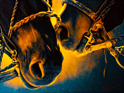 Rochelle w grimm horse noses yellow abstract h4jdw5