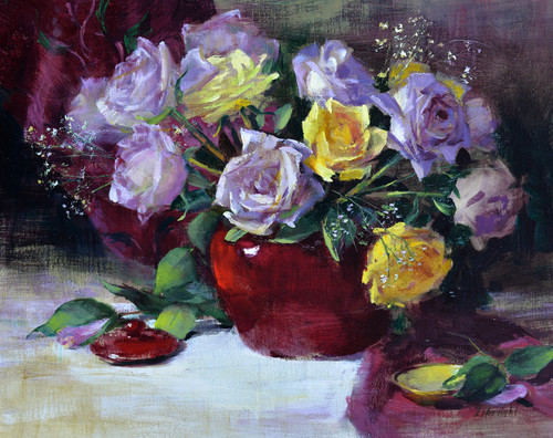 Purple and yellow roses print d610 jeug0z