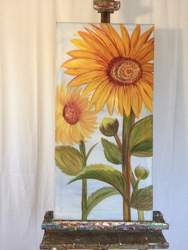 Tuscany Sunflower Floral Painting on 16x20 Canvas