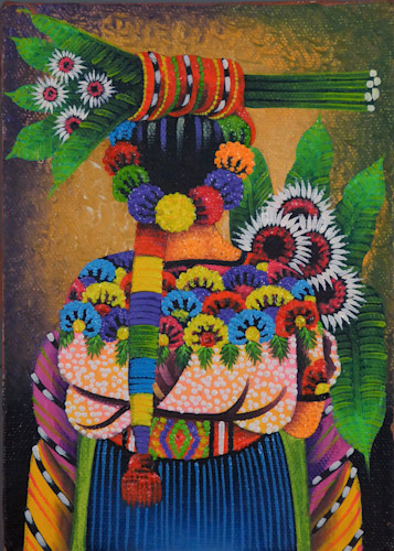 Market Scene By Gregorio Coche Mendoza 9x11 Art | GuateMaya Art