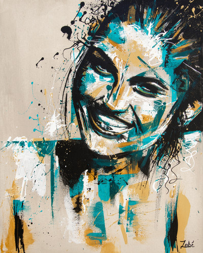 Beautiful woman smiling acrylic painting